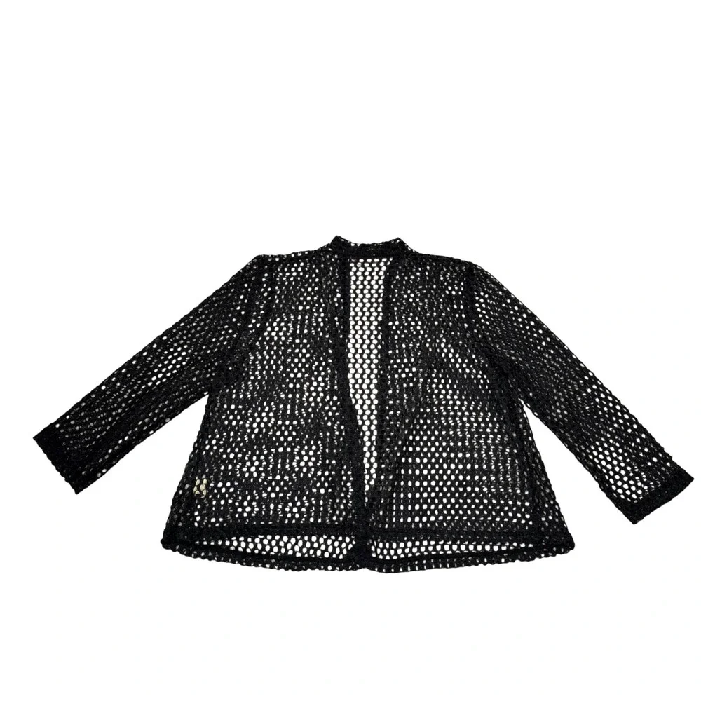 Vintage Choices Open Knit Fishnet Cardigan Black Size L Fairy Grunge Alt